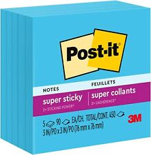 Post-it 654 Sticky Super Sticky Notes 5 Pads 3 In X 3 In 76 Mm X 76 Mm