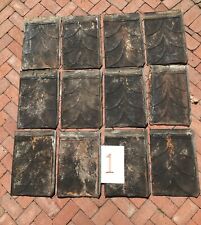 Lot Of 12 Rare Antique Embossed Galv. Metal Roof Shingles 13x19 Black 18 Sq.ft