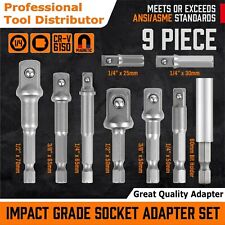9pcs Socket Adapter Drill Bits Set Hex Impact Driver Tools 14 38 12 Shank