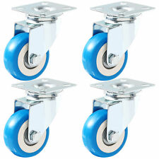 Lot Of 4 Pack 2 Caster Swivel Plate On Blue Polyurethane Wheels