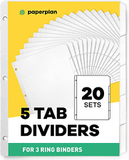3 Ring Binder Dividers With Tabs - 20 Sets X 5 Tab Dividers For 3 Ring Binders