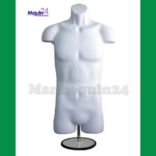 Male Torso Mannequin With Table Top Metal Stand Hanger Men White Dress Form