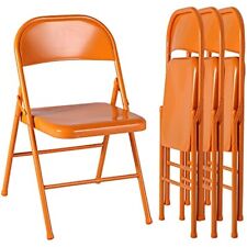 Metal Frame Steel Folding Mounted Chairs 350-pound Capacityorange Pack Of 4