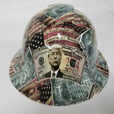 Full Brim Hard Hat Custom Hydro Dipped New American 2024 Trump Currency Bill