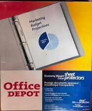 New Office Depot Sheet Protectors Economy Weight 200 Clear Sheets 2 Packs Of 100