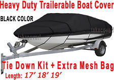 Bass Tracker V-nose Trailerable Boat Cover Black Color All Weather Y2