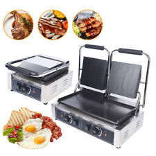 Commercial Sandwich Press Grill Griddle Panini Maker Smooth Flat Surface Steak