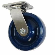 6 Stainless Steel Swivel Caster - Blue Solid Poly Wheel - 1200 Lbs Cap Casterhq