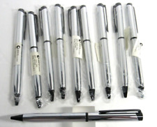 Lot Of 10 Leeds Pacific Slim Metal Chrome Ballpoint Pens10 Spare Black Refills
