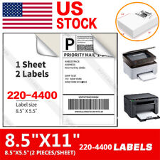 200-4000 Premium 8.5x5.5 Square Corner Shipping Labels Half Sheet Self Adhesive