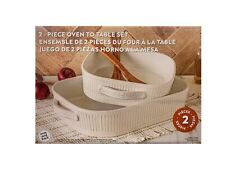 Over And Back Oven To Table Casserole Set Baking Dish Set 2pc White Stoneware