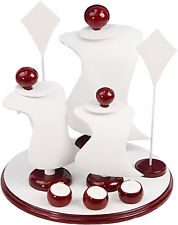 Rosewood White Jewelry Display Set Necklace Ring Earring Pendant Showcase Stand