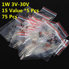 75pcs 15 Values 1w 1 W 1n47 3v-30v Zener Diodes Assorted Kit Assortment Set
