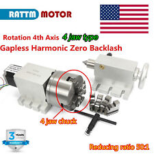 Us Cnc Router Rotation 4th Axis 4 Jaw Chuck Harmonic Reducer 501 Rotary Table