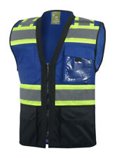 Surveyor Blueblack Two Tones Safety Vest Ansi Isea Photo Id Pocket 802bl