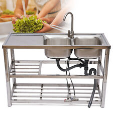 Sink Stainless Steel Commercial Kitchen Utility Sink 2 Compartmentprep Table