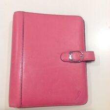 Pink Leather Day Planner Personal Desk Size Organizer Notebook 8x9.5 Inch