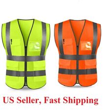 Neon Security Safety Vest High Visibility Reflective Stripes Orange Yellow Ngl