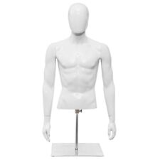 Male Mannequin Half Body Realistic Plastic Head Turn Dress Form Display W Base