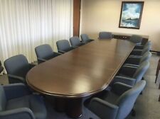 Conference Table Oval Wood Color Brown. Table Sit 10. Glass To Cover Table