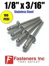 Qty 100 Pop Rivets All Stainless Steel 4-3 18 X 316 Grip Range