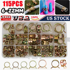 115pcs Adjustable Hose Clamps Assortment Kit Water Fuel Tube Air Pipe Steel Clip