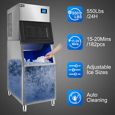 550lb24h Commercial Ice Maker Machine Freestanding 280lbs Storage Bin Lcd Touch