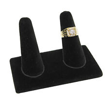 Black Velvet 2 Ring Jewelry Display Holder Long Finger Showcase Organizer Stand