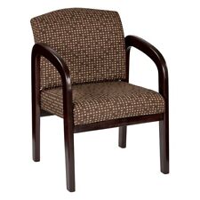 Office Star Visitors Chair In Cocoa Fabric With Mahogany Finish Wood