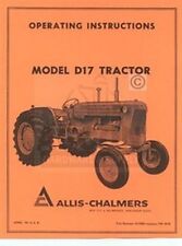 Allis Chalmers D-17 D17 Gas Tractor Owners Manual