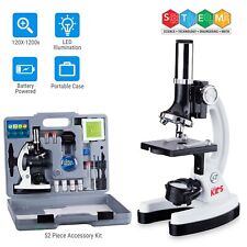 Amscope 52pc 120x-1200x Kids Starter Compound Microscope Portable Science Kit