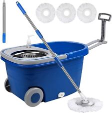 Spin Mop And Bucket On Wheels With Wringer Set Extendable Handle Liquid Dispense