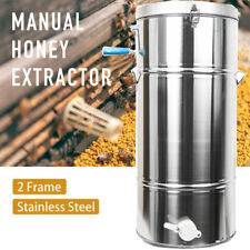 Manual 2 Frame Honey Extractor Stainless Steel Beekeeping Bee Hive Equip 7035cm