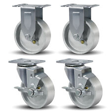 4 Heavy Duty Casters Semi Steel Cast Iron Wheels -capacity Up To  1600 Lbs