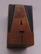 Vintage Printing Letterpress Printers Block Letter A Wood Copper Top