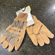 New Mens L Carhartt Suede Work Garden Gloves A551 Brown Wrist Knuckle Protection