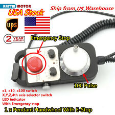 4 Axis Handwheel 100 Pulse 5v Mpg Pendant With Emergency Stop For Cnc Systemus