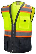 Surveyor Black Yellow Two Tones Safety Vest Ansi Isea Photo Id Pocket 802