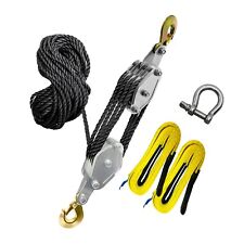 Rope Hoist Pulley System 4400lbs Block And Tackle With 38 304 Stainless St...