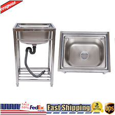 Free Standing Stainless-steel Single Bowl Commercial Restaurant Kitchen Sink New