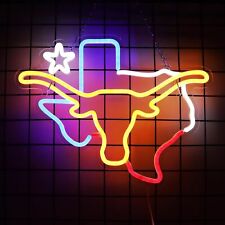 Texas Longhorn Led Neon Light Sign Usb Powered For Man Cave Room Bar Wall Decor