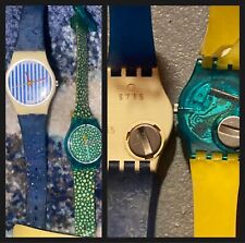 Lot Of 2 Vintage Swatch Watches Newport 1987 1 W Bent Band Both Need Batts