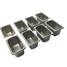 Lot Of 8 Stainless Steel Steam Prep Table Insert Pans 6.75x4.25x4
