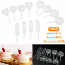 150x 4ml Plastic Heart Round Rectangular Squeeze Transfer Pipettes For Dessert