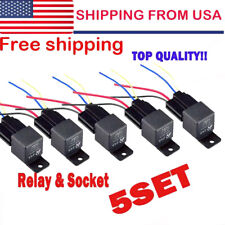 5 Pack 12v 3040 Amp 4-pin Spst Automotive Relay With Wires Harness Socket Set