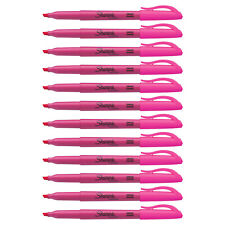 Sharpie Pocket Style Highlighter Chisel Tip Fluorescent Pink 12-count