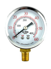 Air Pressure Gauge 2 Dial Side Mount 18npt - 0 To 60psi