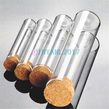 5pcs Multiple Lab Glass Test Tube Flat Bottom With Wood Stopper Thermostability