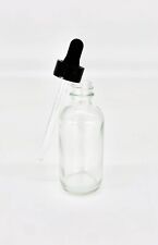 2oz Clear Boston Glass Bottle With Glass Eye Dropper- New 60 Ml
