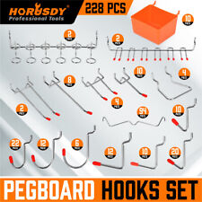 228 Pcs Pegboard Hooks Assortment Set Organizing Various Tools With Storage Bins